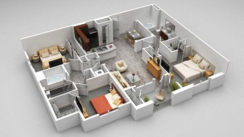 a floor plan is shown with bedrooms and a living room